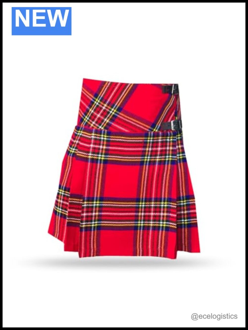 Women's Scottish Tartan Kilt Skirt High Rise Adjustable Buckle Knee Length